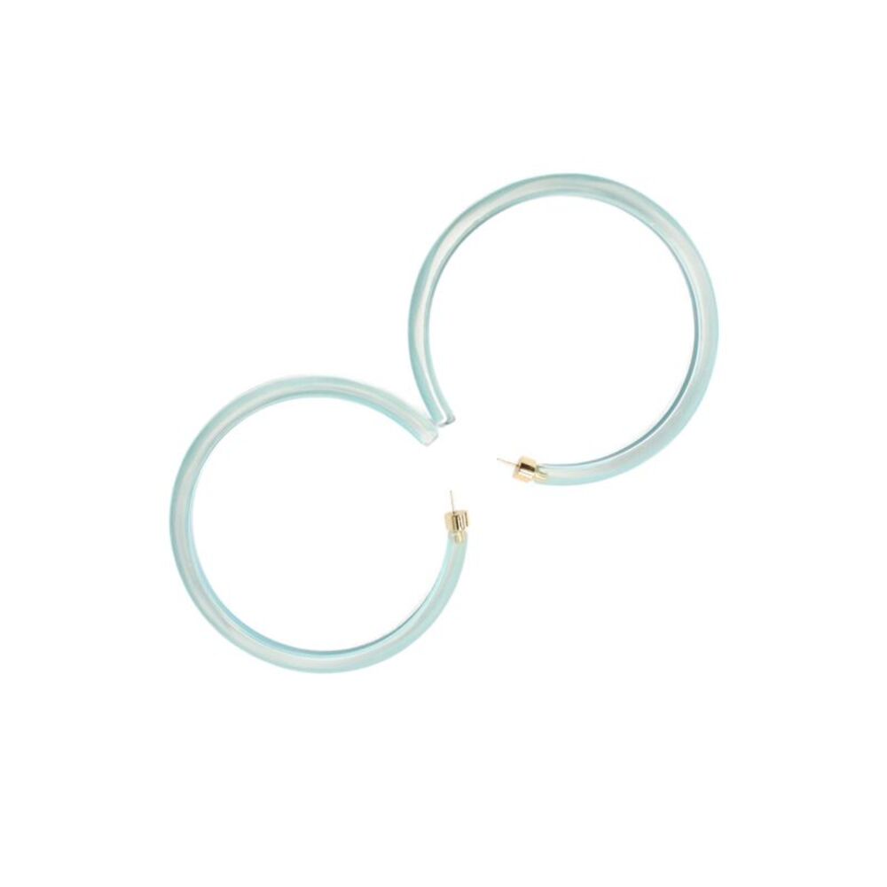 Alison Lou Womens Gold Plated Blue Lucite Large Jelly Hoops